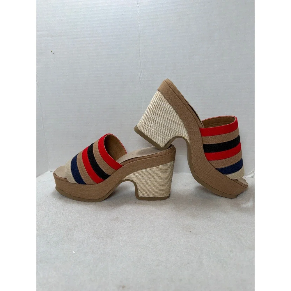 VTG NIB Grungies by Hofheimers Womens Striped Wedge‎ Platform Sandals Size 8M